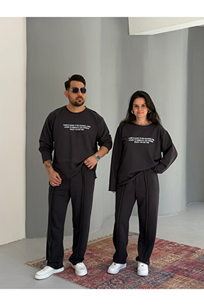 Baycombine35 Unisex Laser Cut Tshirt - Seam Detail Tracksuit Couple Combinati...