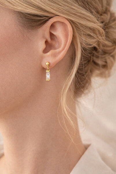 Modern Baget Taşlı Tragus Küpe 925 Ayar Gümüş