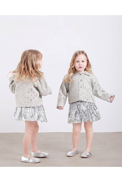 TINY BEAR Girl's Patterned Jacket Sequin Skirt Set
