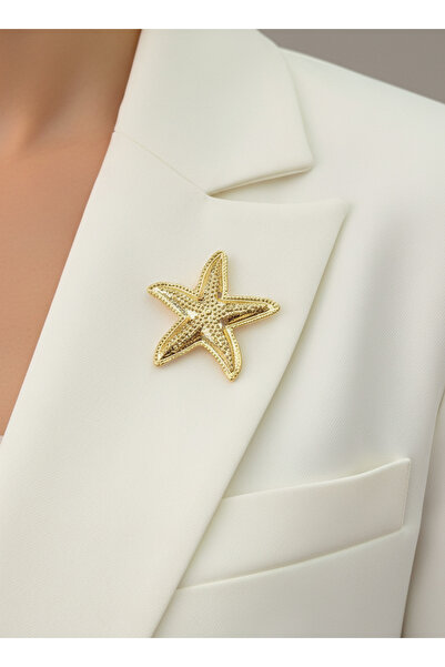 MRK Kadın Yaldızlı İşlemeli Deniz Yıldızı Broş