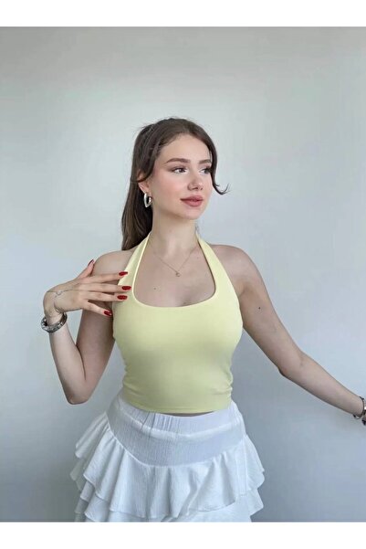 SLAW REZZ Halter Collar Crop Top Bodysuit