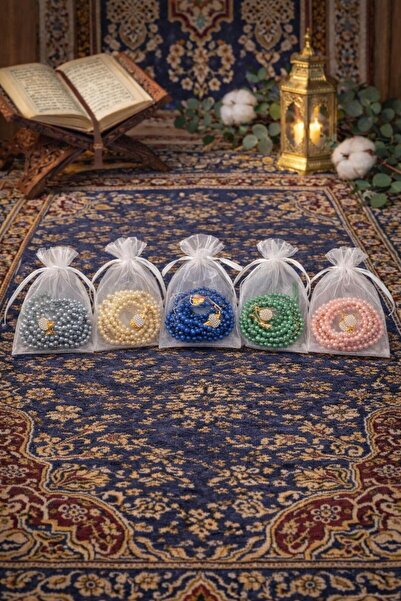 GÜLİSTANHAC 5 Adet Hediyelik Tüllü Plastik İnci Vavlı Püsküllü Namaz Tesbihi ...