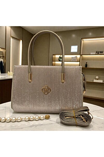 ZİVORA Women's Black Glittery El and Shoulder Bag Gold Detailed Stylish Eveni...