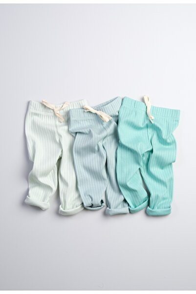 Bondberro Set of 3 100% Cotton Ribbed Knit Baby and Children's Tights (Green ...