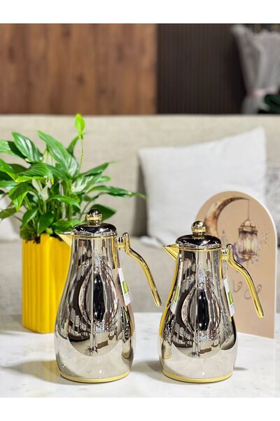 sahal aloula Musk Thermos Set, Keeps Heat for Up to 12 Hours, 1 Liter, Silver...