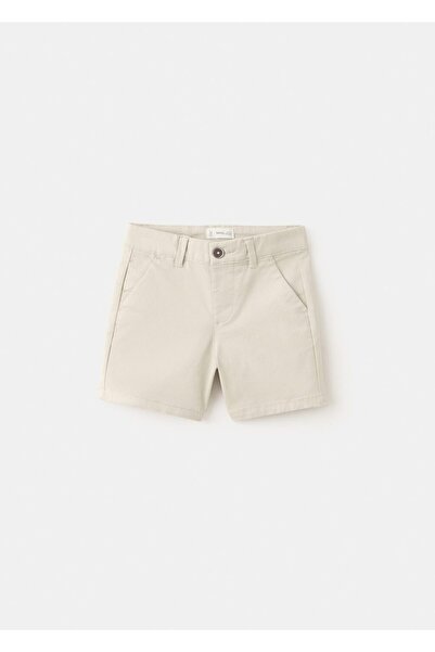 MANGO Baby Düz kesim pamuklu bermuda şort