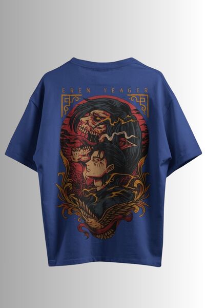Ninkasiwear Attack On Titan Eren Yeager Anime Unisex Oversize 24/1 Pamuk Tişö...