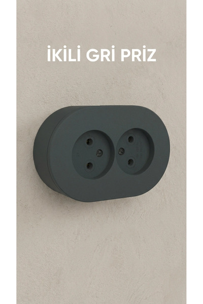 vistaglobal Antrasit Renkli Sıva Üstü İkili Topraklı Elektrik Prizi