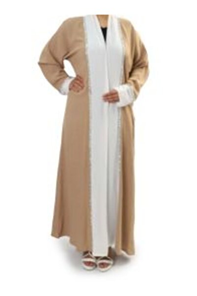 Generic Elegant Women's Abaya in Beige and White