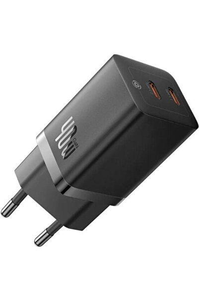 Baseus GaN5, Încărcare rapidă 40W, 2 x USB Tip-C, Negru