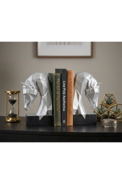 Mirsa Global Suport decorativ pentru cărți cu figurină cubică de cal, 2 bucăț...