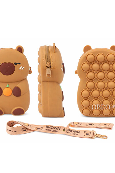 OBRO ® Geantă crossbody 2 în 1 Pop It pentru fete Capybara – Silicon, Bretea ...