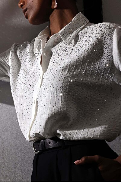 5in1Canpolat Бяла каменна риза 2991