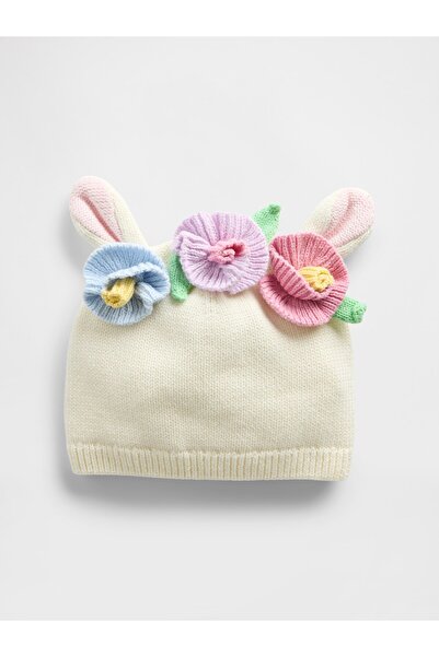 GAP Bebek Kırık Beyaz Örgü Animal Aplikeli Bere