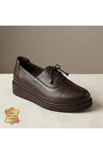 DANACI Premium Hakiki Deri Acı Kahve Kadın Kalın Taban Oxford Ayakkabı - Boy ...