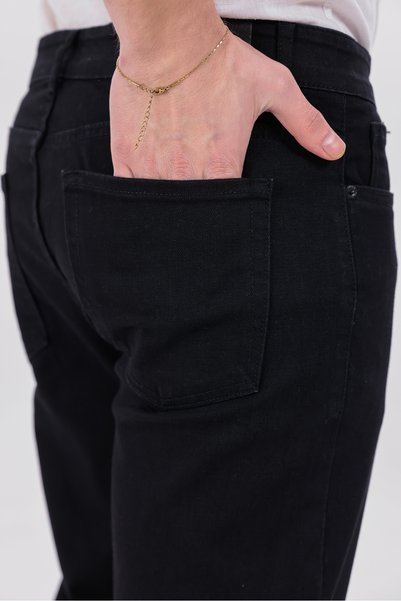 blayn jeans Erkek Mat Siyah Regular Fit Düz Paça Esnek Denim Kot Pantolon Günlük