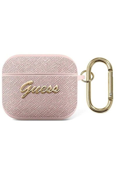 Guess Saffiano Metal Logo Airpods 3 Case Pink