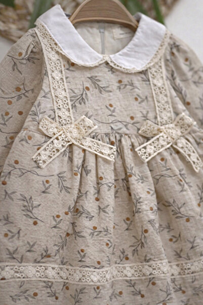 Murat Baby Bebe Yaka Fiyonk Detaylı Kız Bebek Elbise