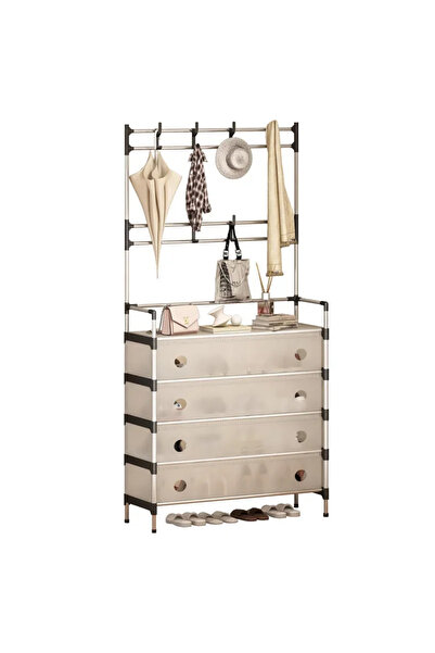 MagExpert Shoe and Hat Rack with Shelves, 16 Hooks, 4 Shoe Levels, Height 165 cm