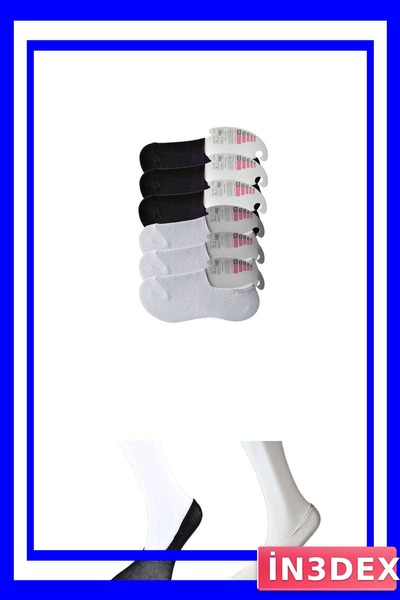 İN3DEX 6 Pairs B Ballet Flats Socks for Women Black and White