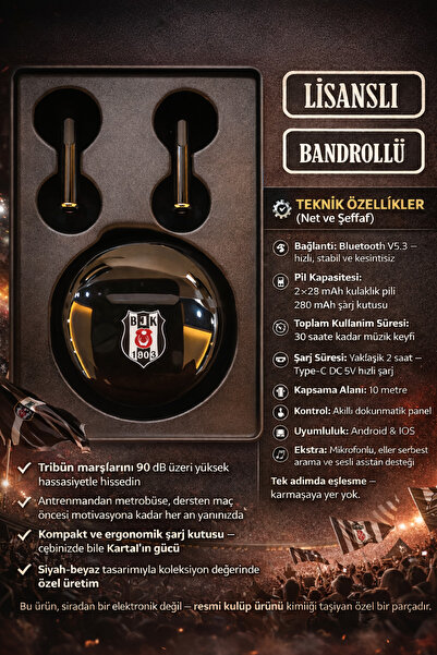 Beşiktaş Lisanslı Bandrollü Collector’s Edition Kablosuz Kulaklık – 1903 Pres...