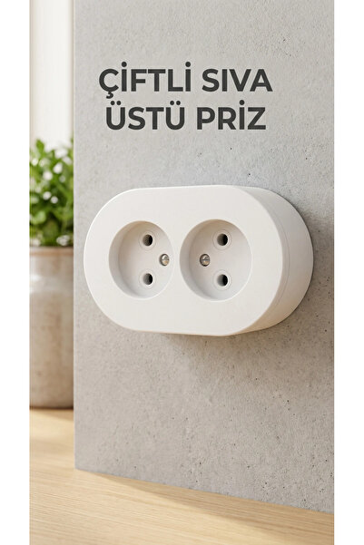 Eco Lounge Double White Grounded Socket Modern Surface Mounted Design Wall El...