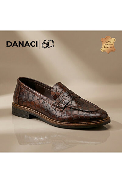 DANACI Erkek Hakiki Deri Kroko Desenli Klasik Loafer Ayakkabı