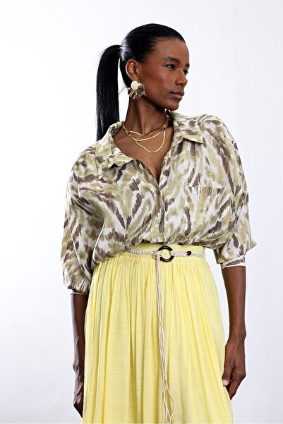 5in1Canpolat Kaki safari košulja sa voile tkanine