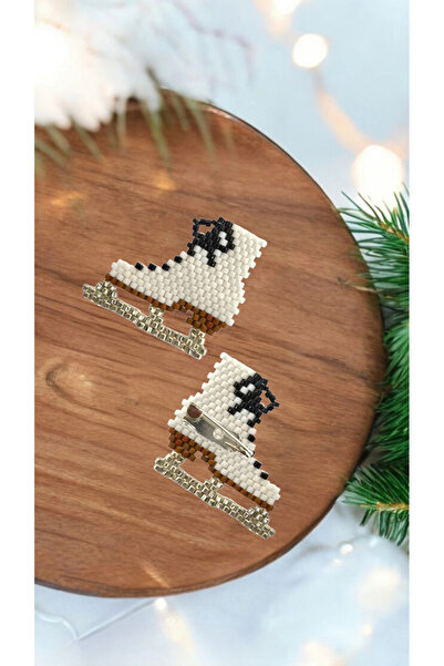 SEARD Miyuki Boncuk El Yapımı Buz Pateni Broş - Yaka İğnesi 2