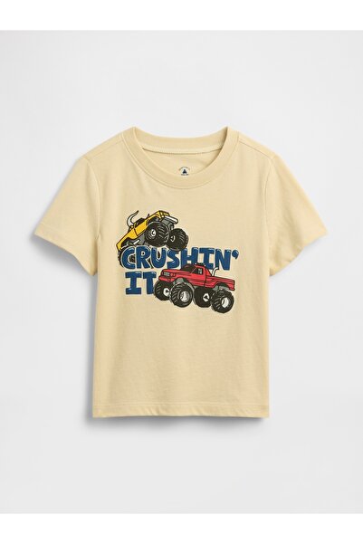 GAP Erkek Bebek Krem Grafik Baskılı T-Shirt