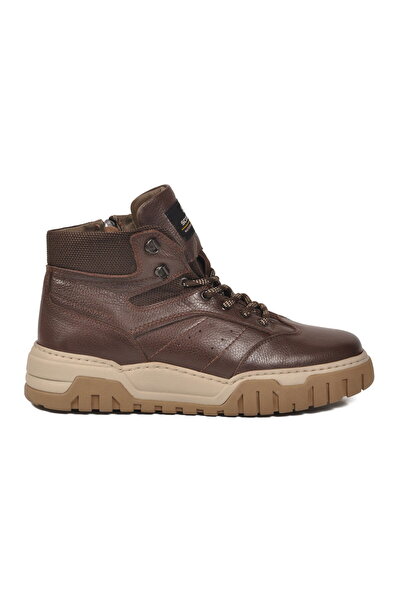 Scootland Brown Genuine Leather Zippered Men's Boots