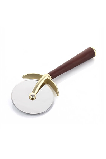 MİEN براتيج أكاسيا بمقبض قطاعة بيتزا ذهبية، روليت بيتزا، قطاعة بيتزا