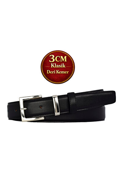 GoDeri Prava koža , 3 cm srebrno odelo Sa kopčom , crno, prošiveno klasično ž...