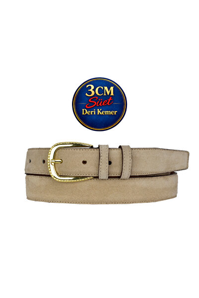 GoDeri Prava koža , 3 cm zlatna boja Sa kopčom , krem Antilop , prošivena kla...