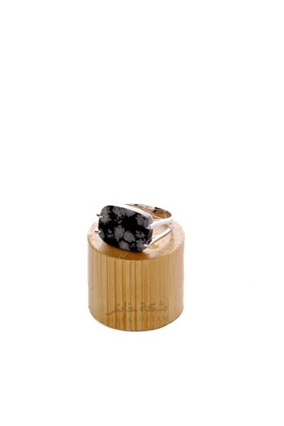 Shaka Khatam Square Black Floral Silver Ring