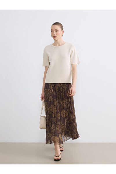 LC Waikiki Özmarka Fusta din șifon cu talie elastică, sezon nou cu model cu p...