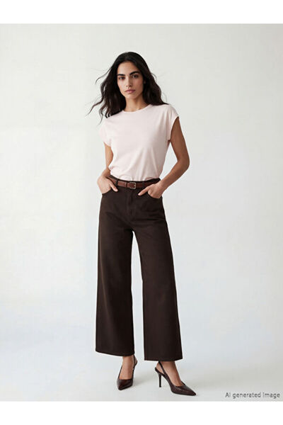 LC Waikiki Rmz Gi̇yi̇m Farkiyla Women's Wide Leg Jeans with Belted Waist