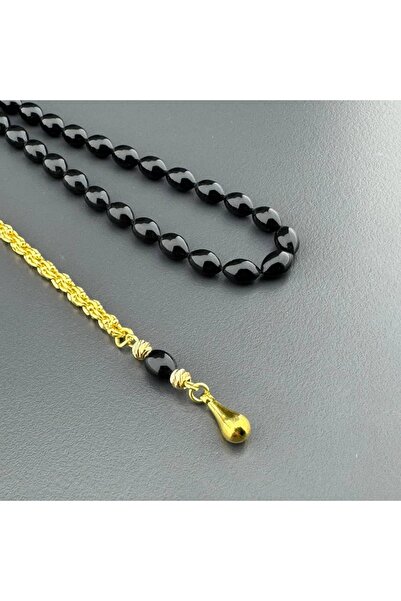 SUAT YEŞİLYURT Bilek Boy Altın Kaplama Gümüş Püsküllü Siyah Alman Bakalit Tespih