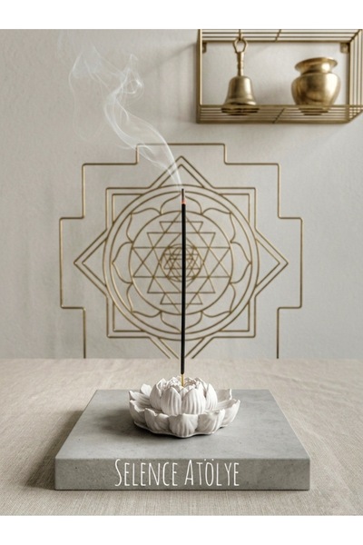 selens party SELENCE ATÖLYE DEKORATİF LOTUS ÇİÇEĞİ TÜTSÜLÜK BETON TAŞ TOZU