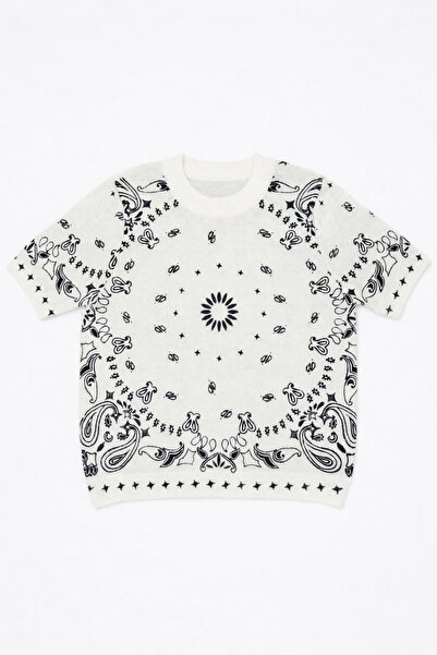 HAZELANNA Sa etničkim motivom Bela pletiva