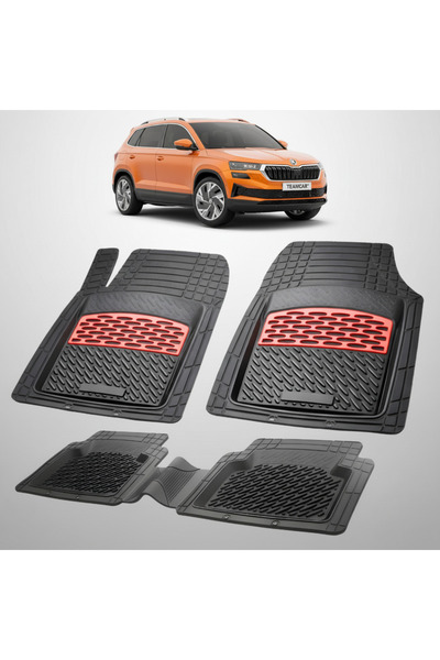 TEAMCAR Πατάκια Skoda Karoq I Facelift 2022-2026 | Κόκκινα