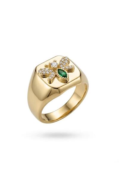 rosen accessories Arı Figürlü Gold Ayarlanabilir Yüzük