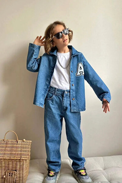 Kidmark Çocuk Modası Boy's a Punch Embroidered Denim 3-Piece Set