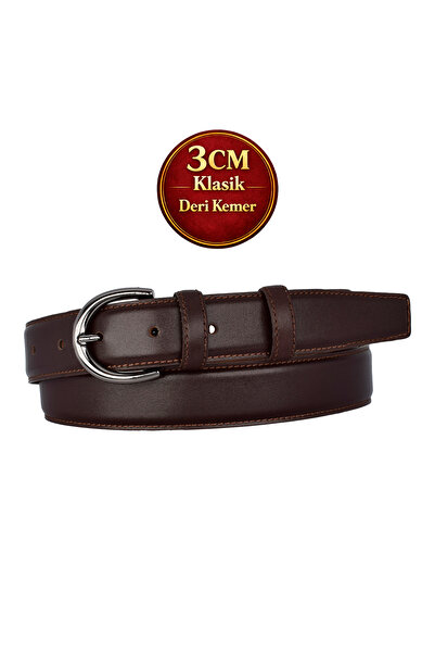 GoDeri Prava koža , 3 cm crna nikl boja Sa kopčom , tamno smeđa, prošivena kl...