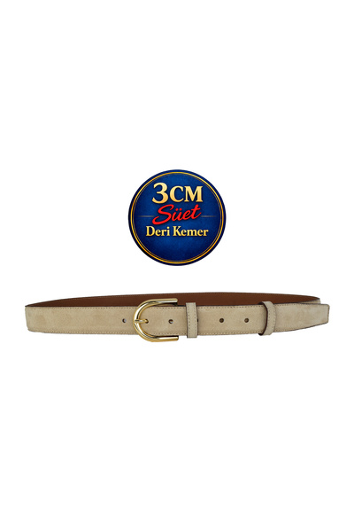 GoDeri Prava koža , 3 cm zlatne boje Sa kopčom , krem Antilop , prošivena kla...