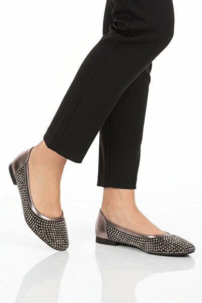 Aspor Platinum Stone Embellished Women's Ballerinas