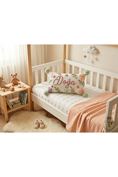 punch passion Bebek takı yastığı, punch nakışlı (30x50-Sadece Kılıf) isme öze...