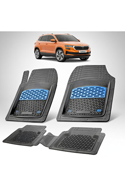 TEAMCAR Skoda Karoq I Compatible Floor Mats Facelift 2022-2026 | Blue