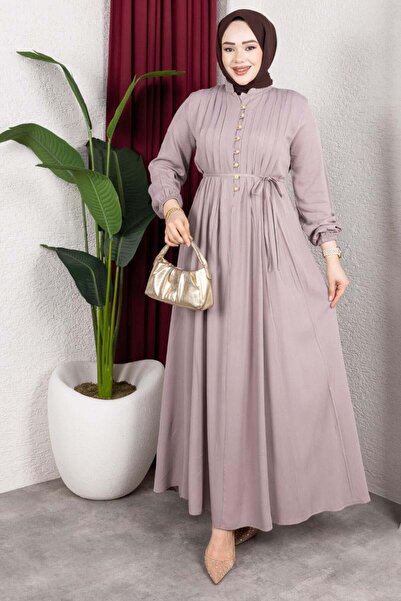 ORCHID Gold Düğmeli Belmando Elbise