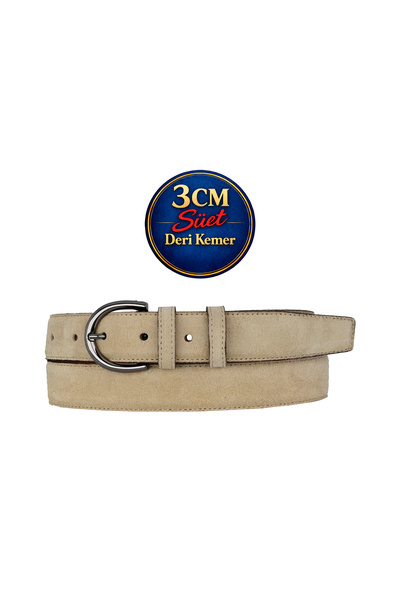 GoDeri Prava koža , 3 cm crna nikl boja Sa kopčom , krem Antilop , šivane kla...